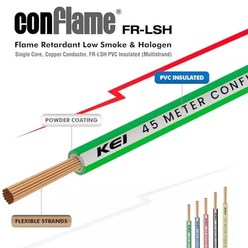 kei-conflame-flame-retardant-fr-house-cable-1-core-15-sq-mm-pvc-insulated-green-color-for-domestic-industrial-electrical-wiring-roll-of-45-m