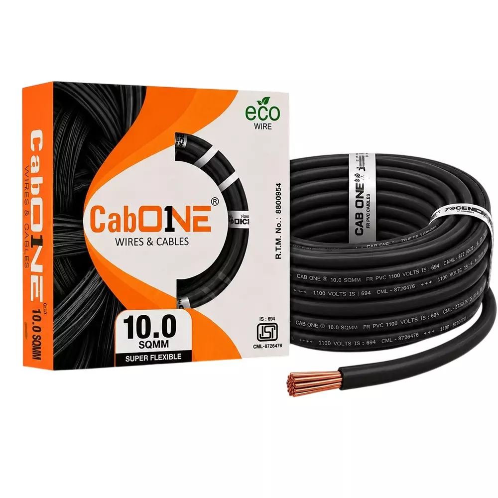 Cabone Electrical Wire FR PVC Insulation CCA Copper 1 Core 10 Sq. mm 90 m Length