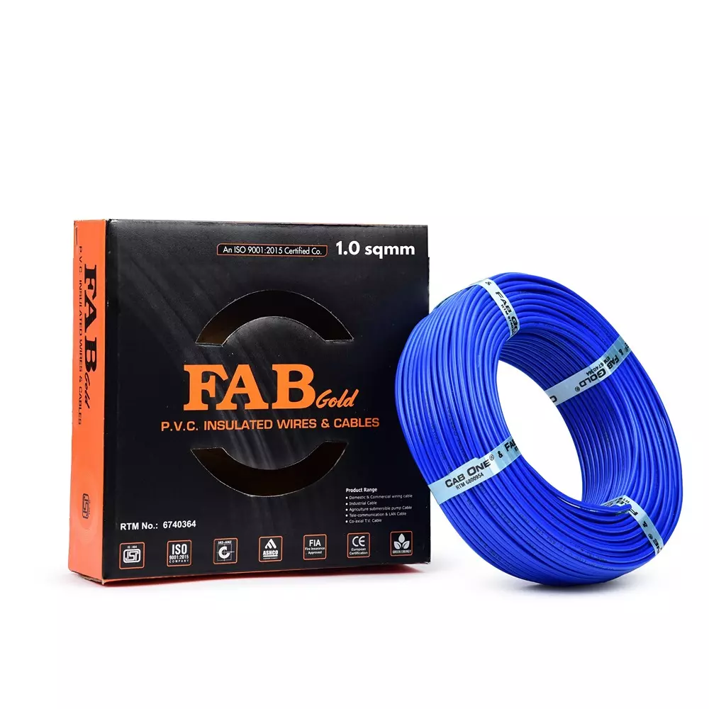 FABGOLD FR Multistrand Cable 1 mm² CCA Copper Blue for Electric Current Flow, (90 m)