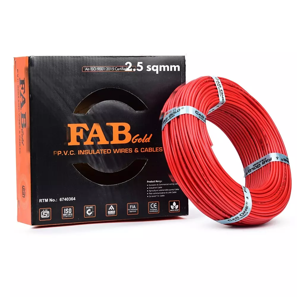 FABGOLD FR Multistrand Cable 2.5 mm² CCA Copper Red for Electric Current Flow, (90 m)