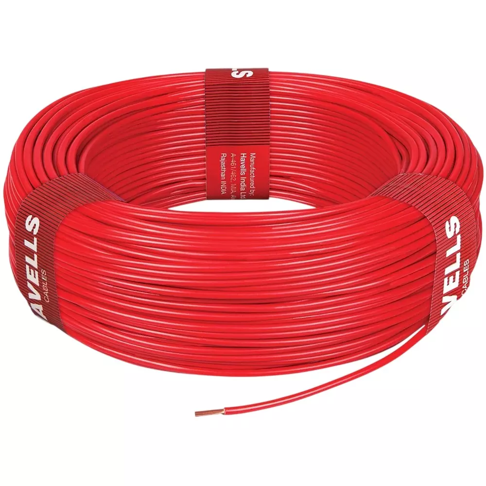 Havells Life Line Plus S3 HRFR PVC Insulated Industrial Cable Single Core 16 sq mm Nominal Area Red Color, WHFFCDRA1016 (Roll of 90 m)