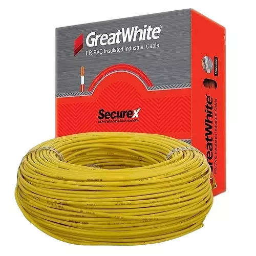 Great White Insulated Copper Electric Wire 6 Sq. mm Single Core Yellow 90 m Cable Length
