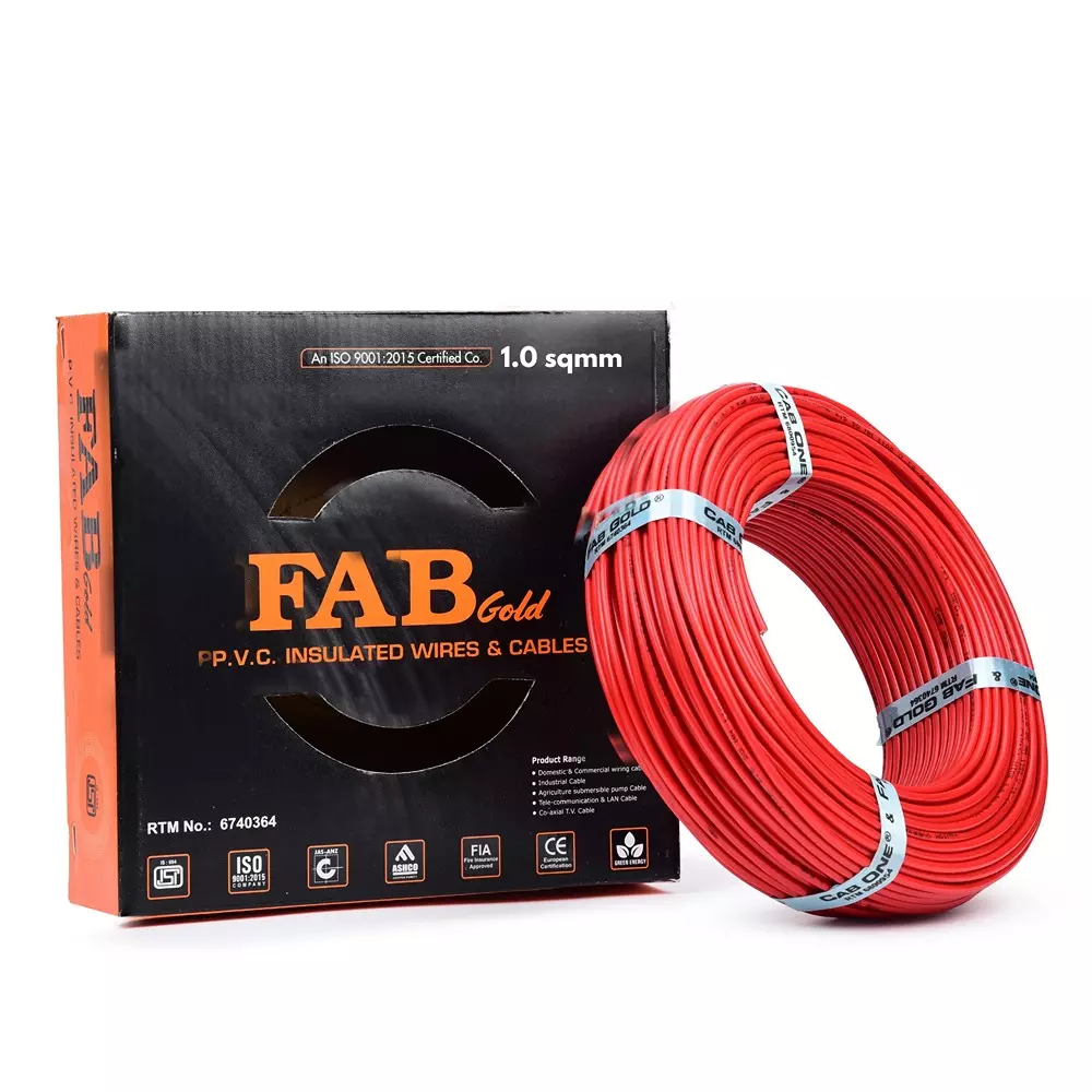FABGOLD FR Multistrand Cable 1 mm² CCA Copper Red for Electric Current Flow, (90 m)