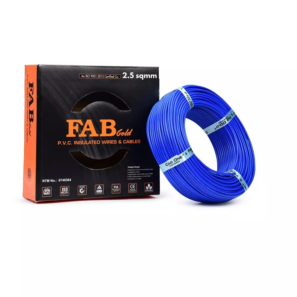 FABGOLD FR Multistrand Cable 2.5 mm² CCA Copper Blue for Electric Current Flow, (90 m)
