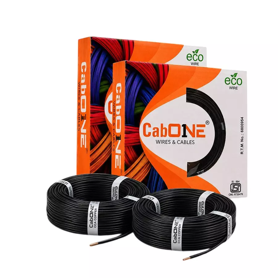 Cabone Electrical Wire FR PVC Insulation CCA Copper 1 Core 0.75 Sq. mm 90 m Length (Pack of 2)