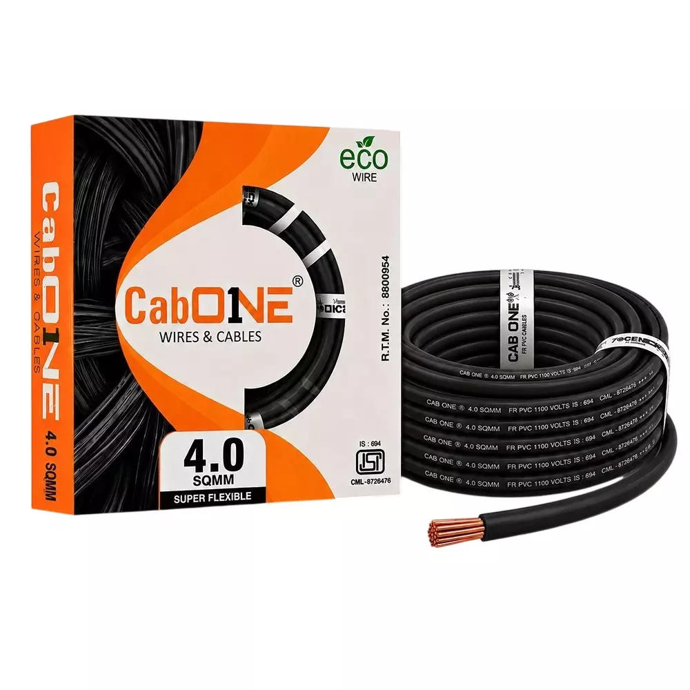 Cabone Electrical Wire FR PVC Insulation CCA Copper 1 Core 4 Sq. mm 90 m Length