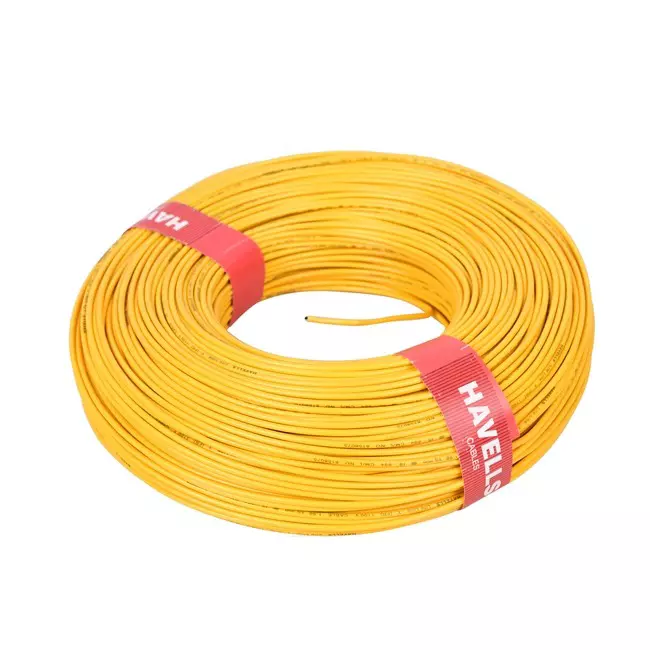 Havells Life Line Series Flexible Industrial Cable Flame Retardant PVC Insulated 1 Core 1.5 sq. mm Nominal Area Yellow, WHFFCNYA11X5 (Roll of 90 m)