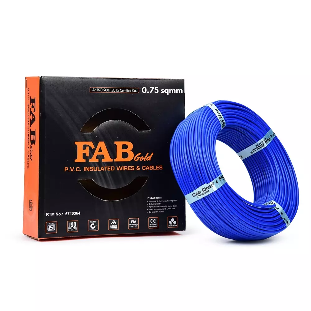 FABGOLD FR Multistrand Cable 0.75 mm² CCA Copper Blue for Electric Current Flow, (90 m)
