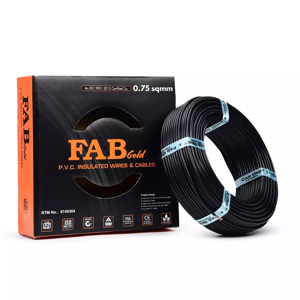 FABGOLD FR Multistrand Cable 0.75 mm² CCA Copper Black for Electric Current Flow, (90 m)