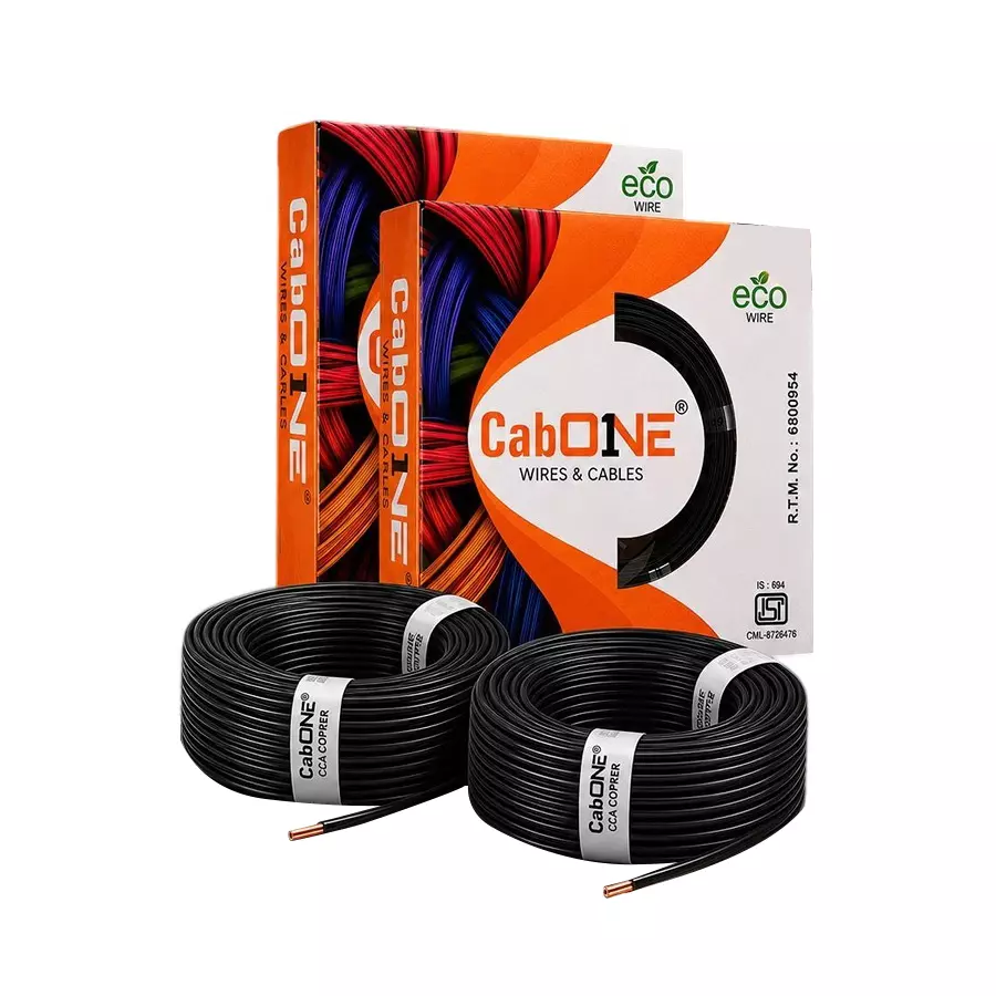 Cabone Electrical Wire FR PVC Insulation CCA Copper 1 Core 2.5 Sq. mm 90 m Length (Pack of 2)