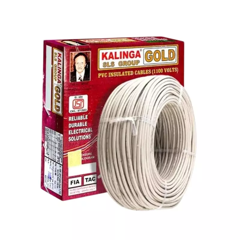 Kalinga Gold 1 Sq.mm 1 Core Flame Retardant (FR) House Cable White (90 m)