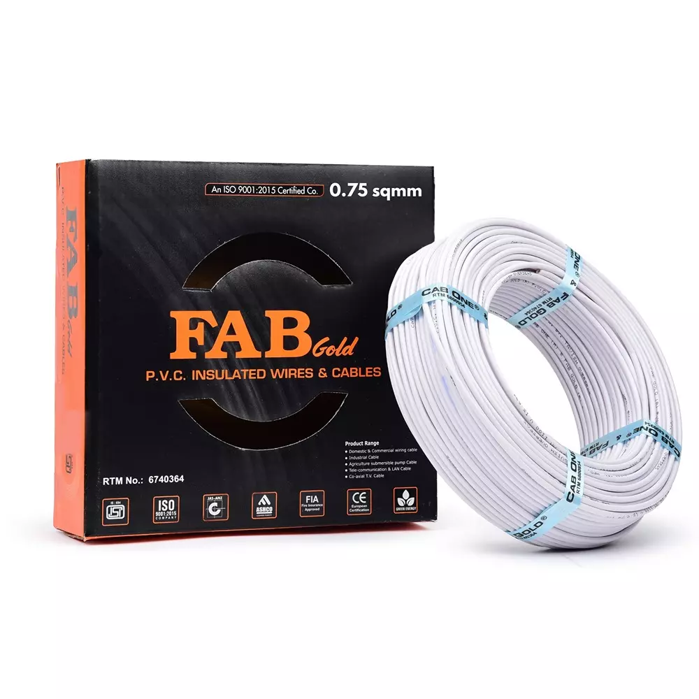 FABGOLD FR Multistrand Cable 0.75 mm² CCA Copper White for Electric Current Flow, (90 m)