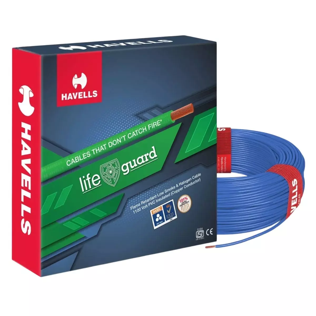 Havells Life Guard Industrial Flexible Cable 2.50 mm² Nominal Area 1 Core Blue 180 m Length, WHFFFNBLL12X57