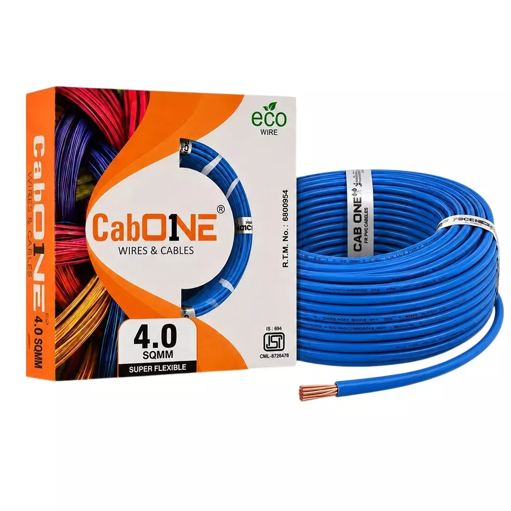 Cabone Electrical Wire Blue FR PVC Insulation CCA Copper 1 Core 4 Sq. mm 90 m Length