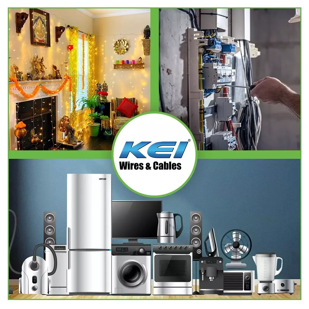 KEI Conflame Green+ Heat & Flame Retardant Low Smoke & Halogen House Wire 4 Sq. mm 1 Core 90 m Copper Green
