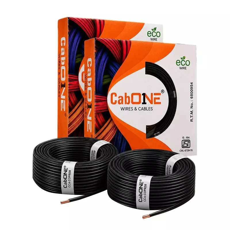 Cabone Electrical Wire FR PVC Insulation CCA Copper 1 Core 1.5 Sq. mm 90 m Length (Pack of 2)