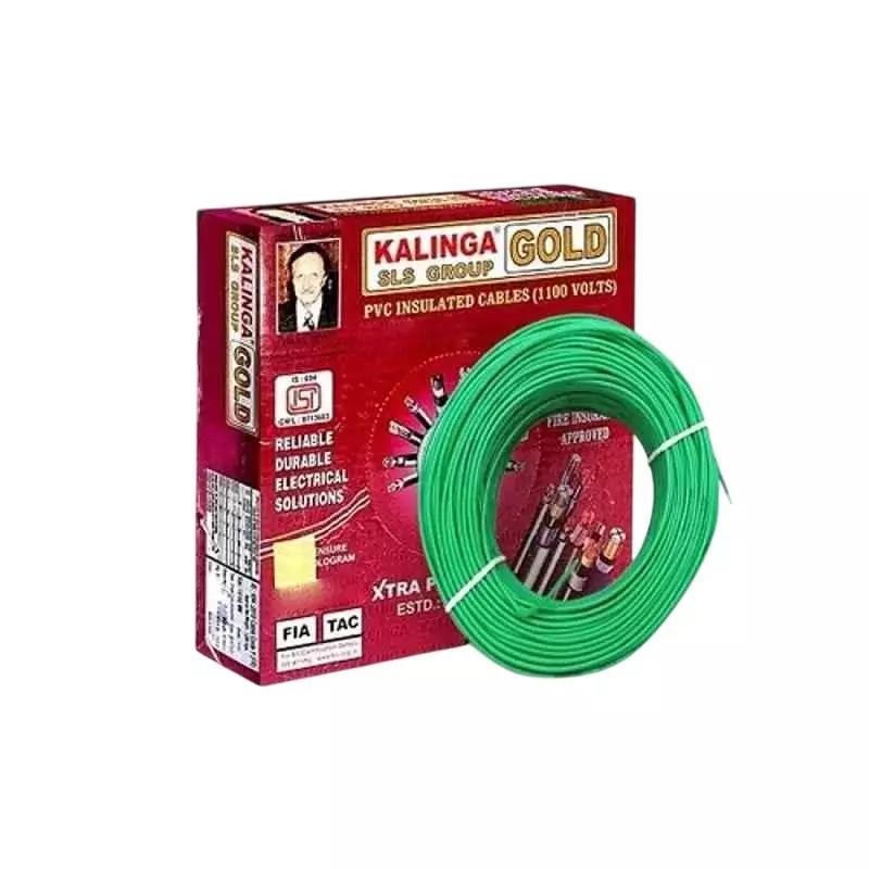 Kalinga Gold 6 Sq.mm 1 Core Flame Retardant (FR) House Cable Green (90 m)