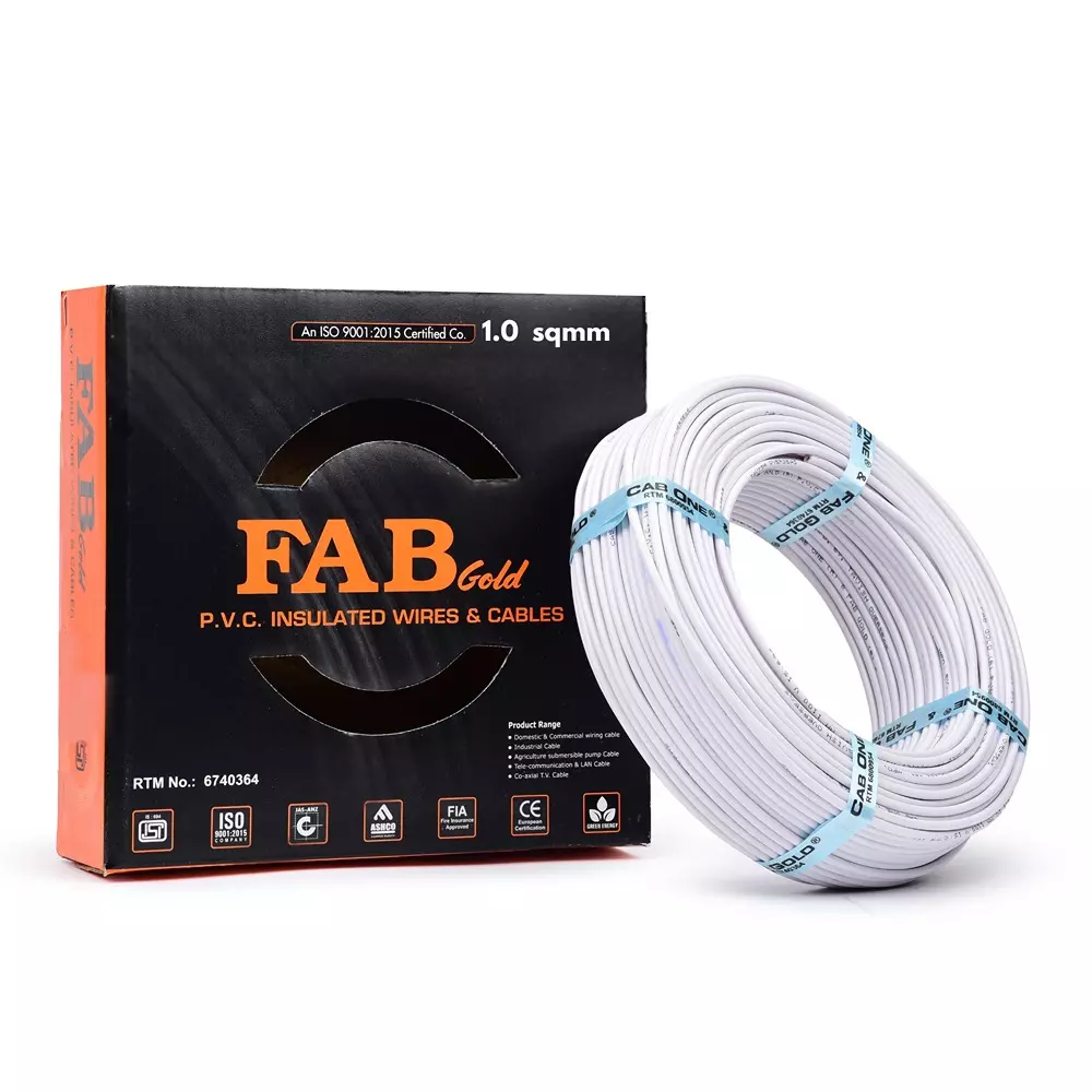 FABGOLD FR Multistrand Cable 1 mm² CCA Copper White for Electric Current Flow, (90 m)
