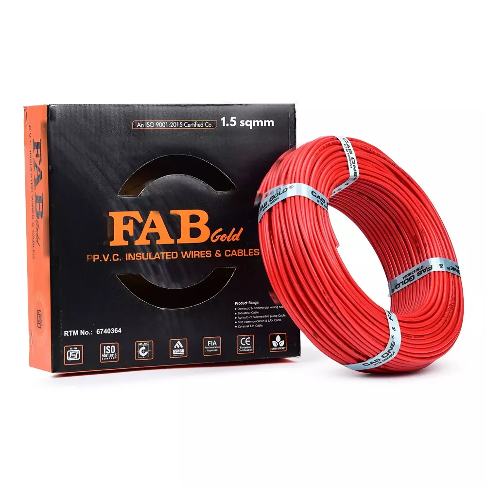 FABGOLD FR Multistrand Cable 1.5 mm² CCA Copper Red for Electric Current Flow, (90 m)