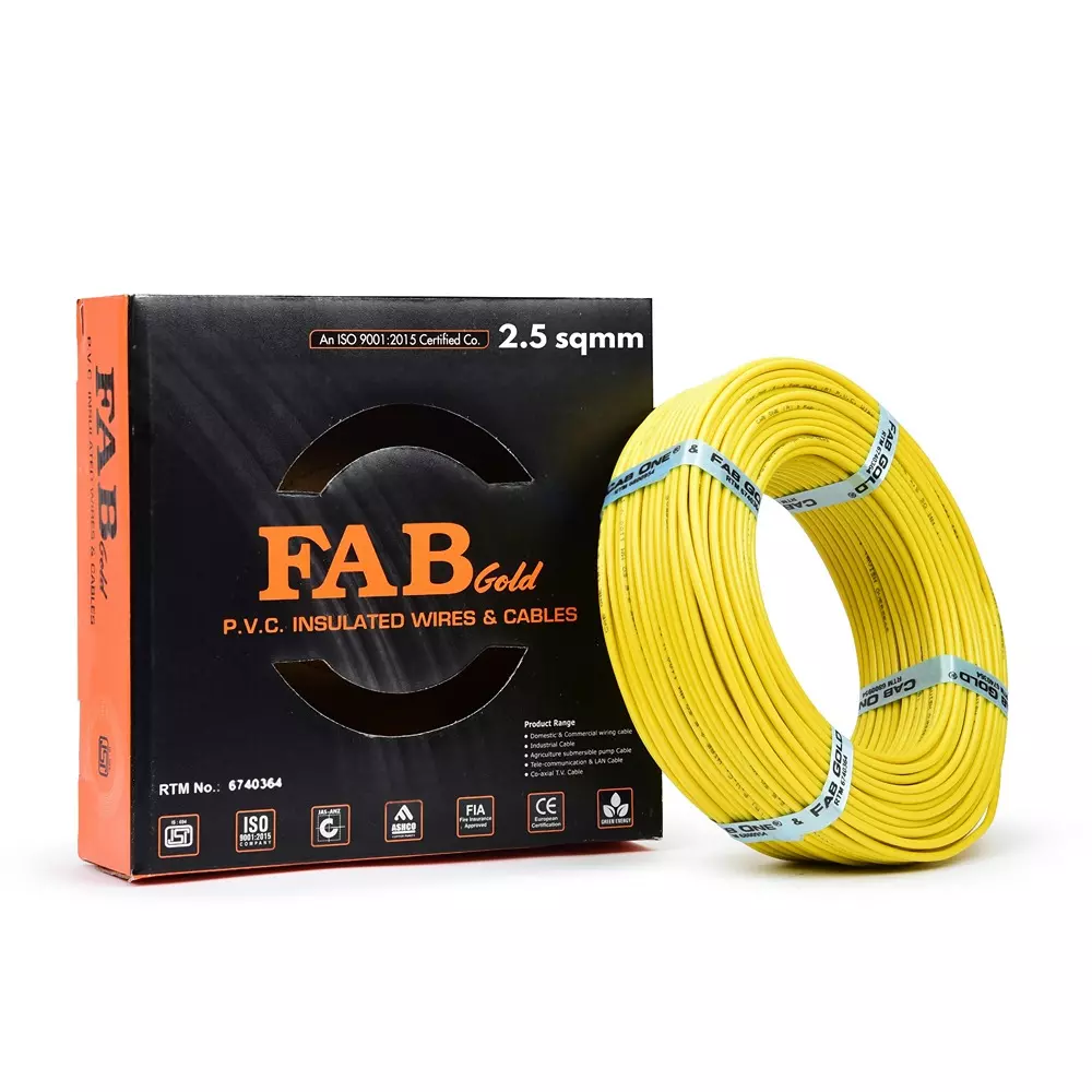 FABGOLD FR Multistrand Cable 2.5 mm² CCA Copper Yellow for Electric Current Flow, (90 m)