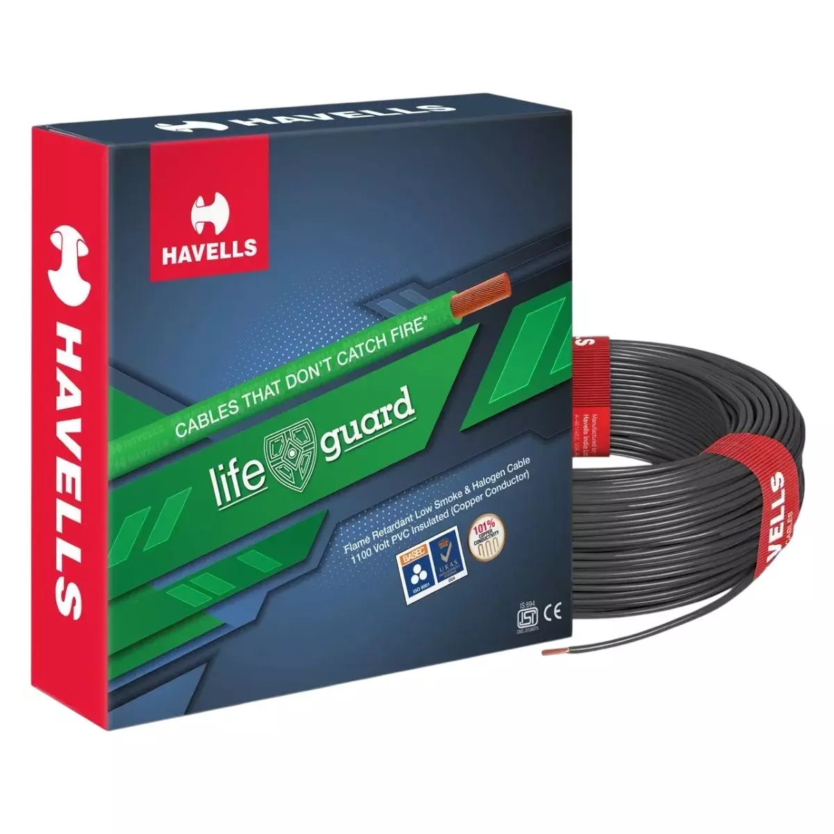 Havells Industrial Flexible Cable Single Core FR-LSH PVC Insulated Copper Conductor (Unsheathed) 180 m, WHFFFN_L11X57