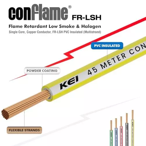 kei-conflame-flame-retardant-fr-house-cable-1-core-15-sq-mm-pvc-insulated-yellow-color-for-domestic-industrial-electrical-wiring-roll-of-45-m