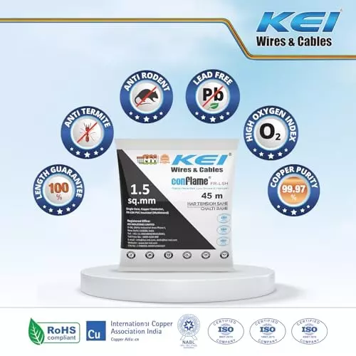 kei-conflame-flame-retardant-fr-house-cable-1-core-15-sq-mm-pvc-insulated-yellow-color-for-domestic-industrial-electrical-wiring-roll-of-45-m