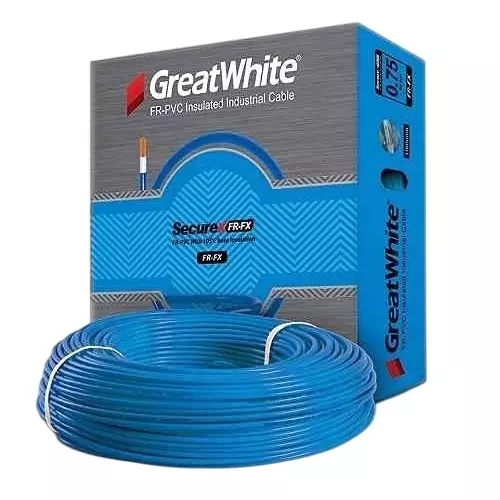 Great White Insulated Copper Electric Wire 0.75 Sq. mm Single Core Blue 90 m Cable Length