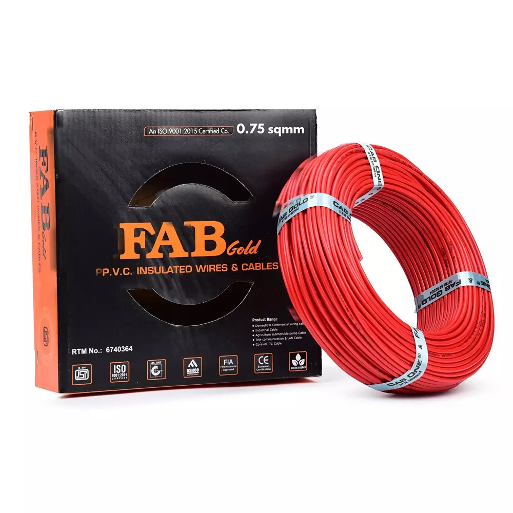 FABGOLD FR Multistrand Cable 0.75 mm² CCA Copper Red for Electric Current Flow, (90 m)