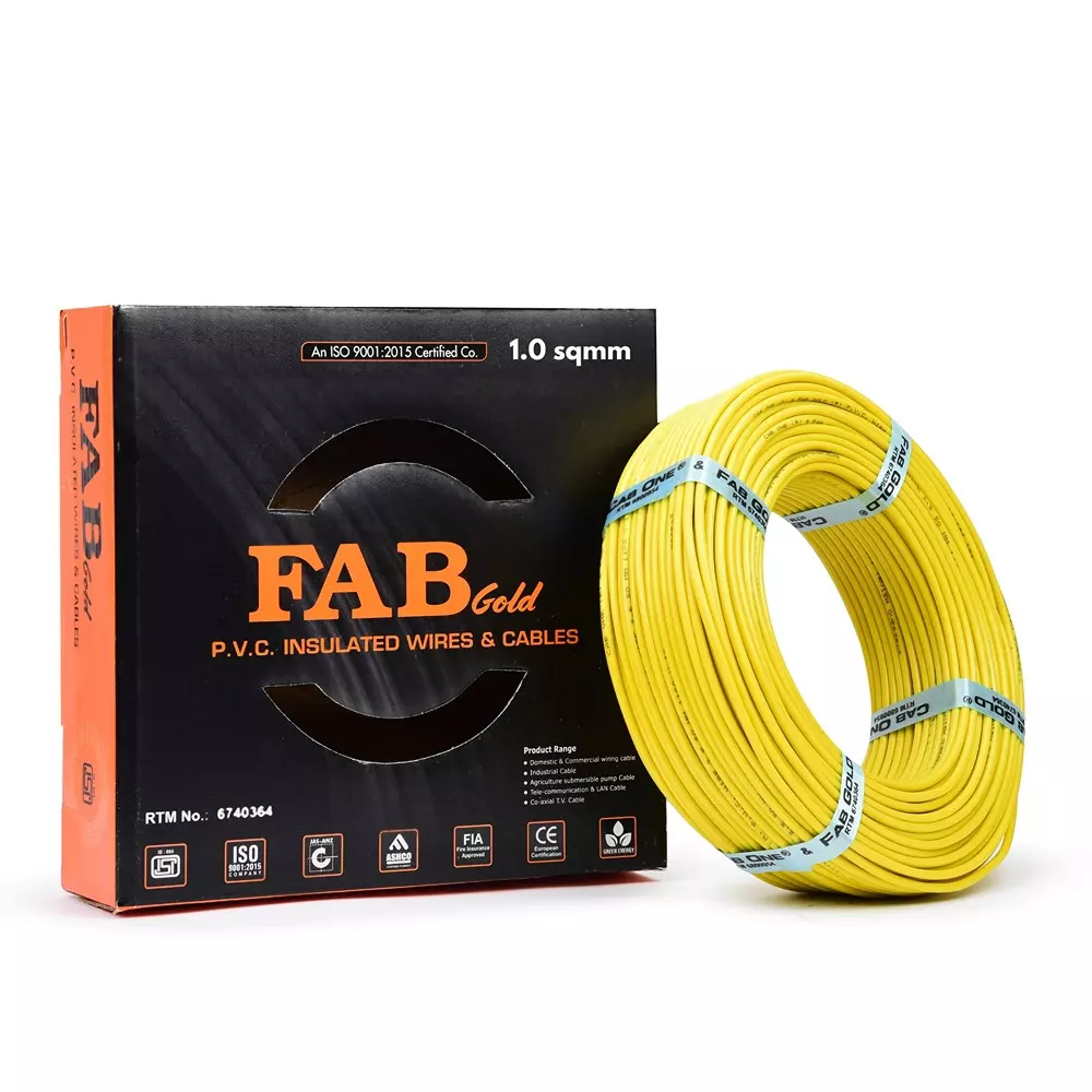 FABGOLD FR Multistrand Cable 1 mm² CCA Copper Yellow for Electric Current Flow, (90 m)