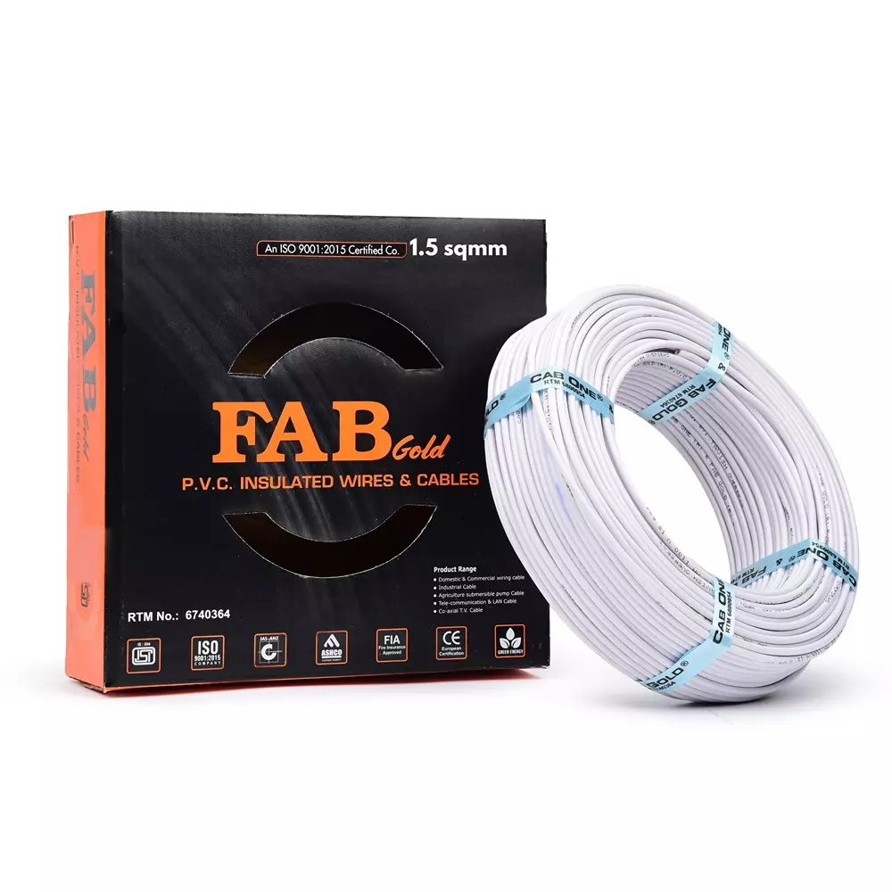 FABGOLD FR Multistrand Cable 1.5 mm² CCA Copper White for Electric Current Flow, (90 m)