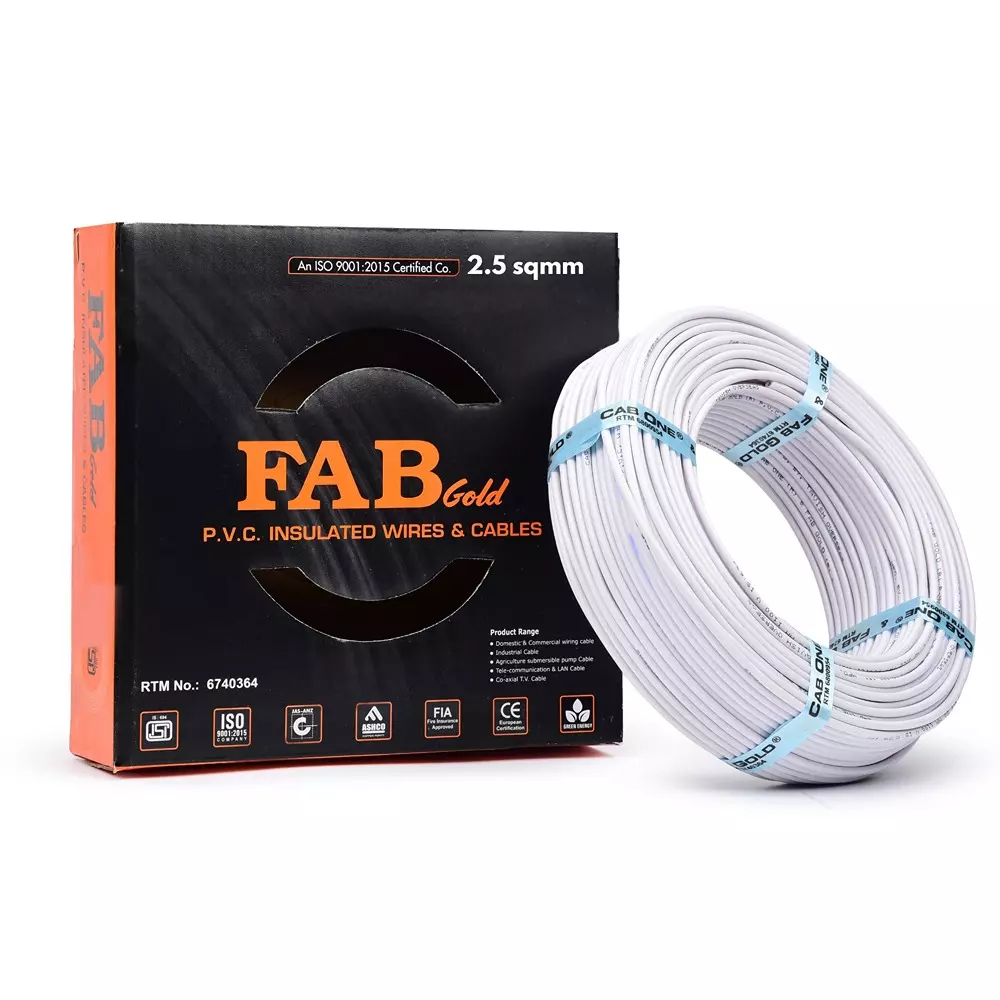 FABGOLD FR Multistrand Cable 2.5 mm² CCA Copper White for Electric Current Flow, (90 m)