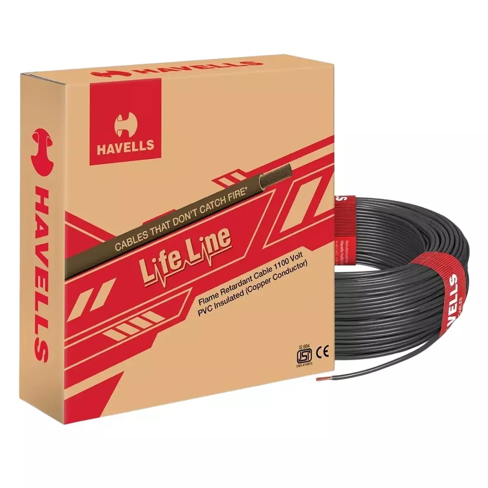 Havells Lifeline 1.5 & 2.5 Sq.mm Flame Retardant (FR) House Wires 1 Core Black