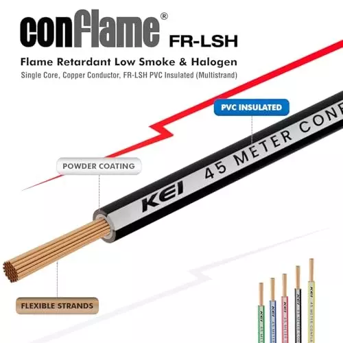 kei-conflame-flame-retardant-fr-house-cable-1-core-075-sq-mm-pvc-insulated-black-color-for-domestic-industrial-electrical-wiring-roll-of-45-m