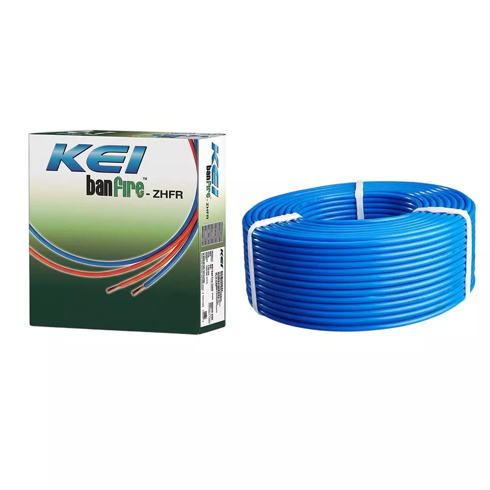 KEI Banfire ZHFR Flame Retardant Low Smoke & Halogen Lead Free House Wire 1 Core 2.5 Sq mm PVC Insulated Blue Color for Domestic & Industrial Electrical Wiring (Roll of 90 m)