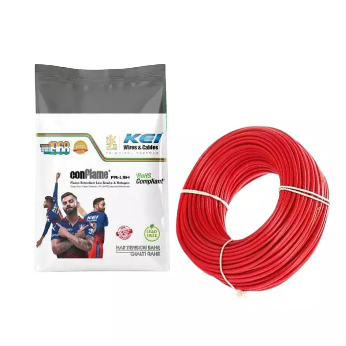 KEI FR-LSH Multistrand Cable Conflame -FR-LSH 0.75 Sq. mm 1 Core Red (300 m)