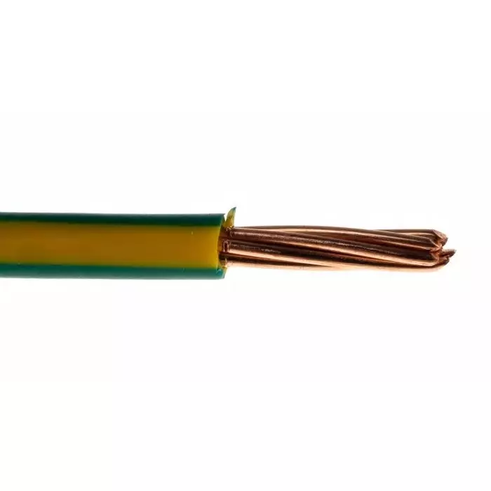 RS PRO 6491X 6 mm² Single Core Hook Up Wire Green & Yellow (100 m), 8360919