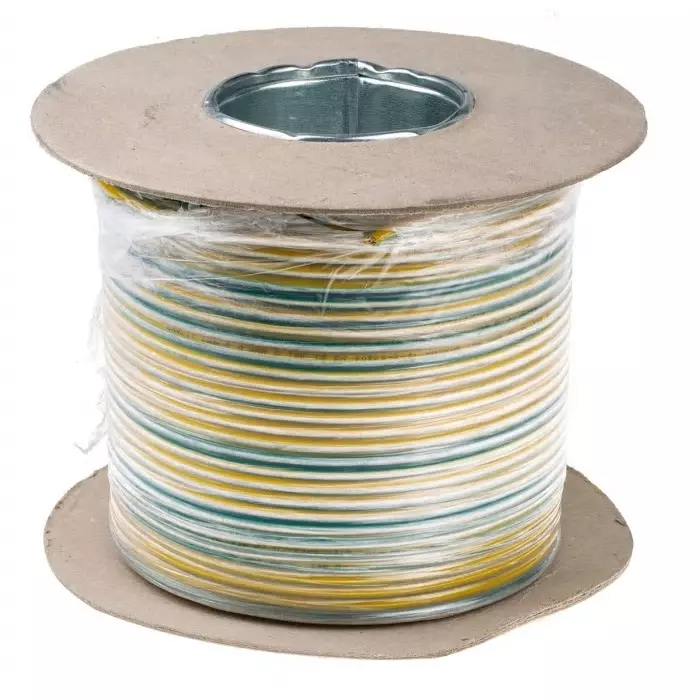 RS PRO 6491X 6 mm² Single Core Hook Up Wire Green & Yellow (100 m), 8360919