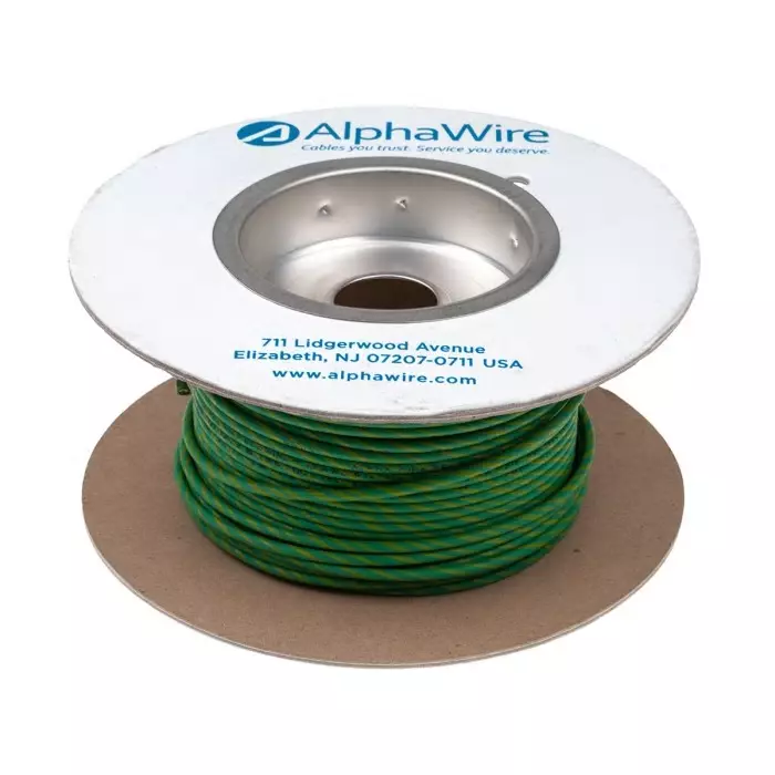 alpha-wire-ecogen-single-core-hook-up-wire-33-mm-green-yellow-30-m-length-6718-gy005