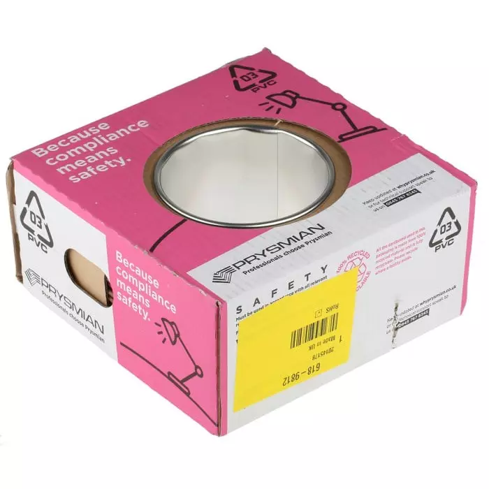 Prysmian 6491X Series Brown 2.5 mm² Hook Up Wire 7/0.67 mm 100m, 20145178 (Pack of 100)