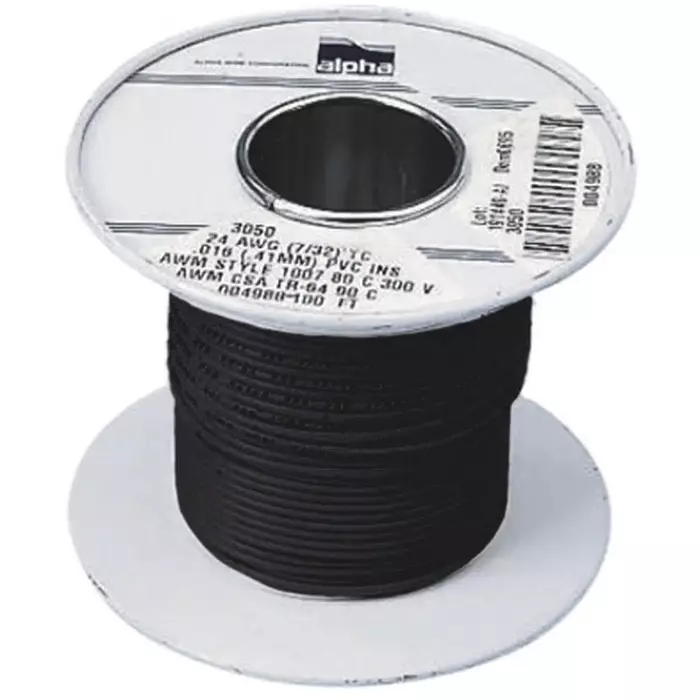 alpha-wire-single-core-hook-up-wire-132-mm-nominal-area-black-305-m-length-3057-bk001