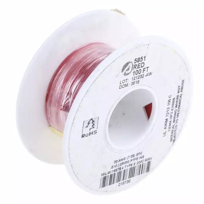 alpha-wire-single-core-hook-up-wire-005-mm-nominal-area-red-30-m-length-5851-rd005