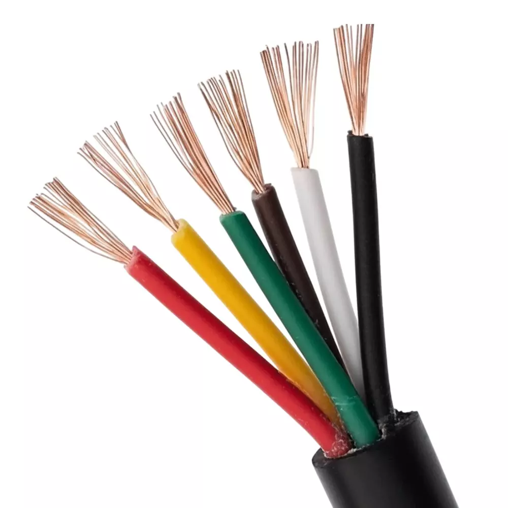 Polytex 1 Sq mm Shielded Flexible Cable 6 Core PVC Insulated 100 m Cable Length Black Copper & Aluminium, (Pack of 10 Rolls)