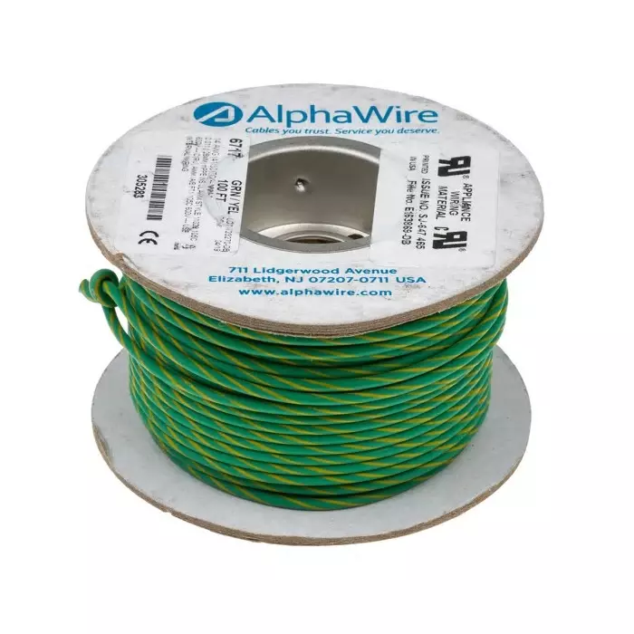 alpha-wire-ecogen-single-core-hook-up-wire-21-mm-green-yellow-30-m-length-6717-gy005
