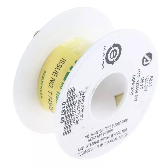 alpha-wire-single-core-hook-up-wire-005-mm-nominal-area-yellow-30-m-length-5851-yl005