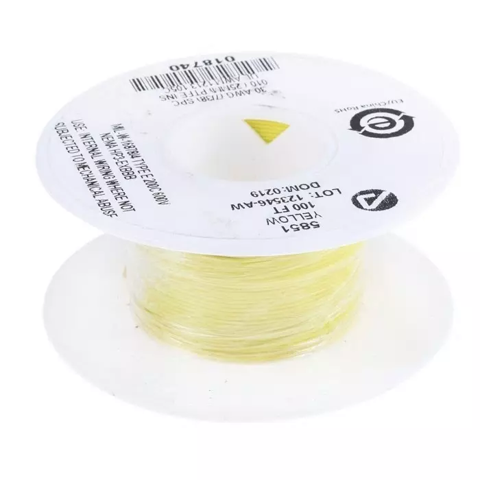 alpha-wire-single-core-hook-up-wire-005-mm-nominal-area-yellow-30-m-length-5851-yl005