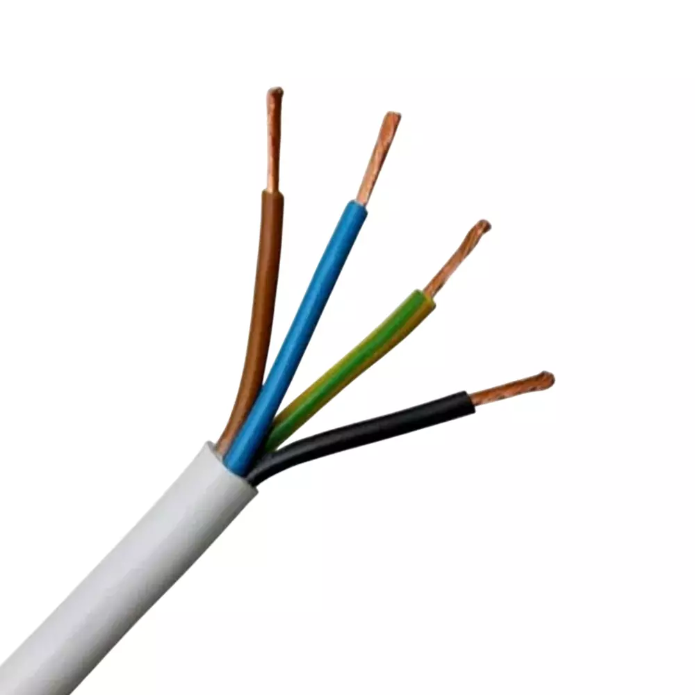 Tickson Round Multicore Cable 1 sq mm 4 Core White (Roll of 90 m)