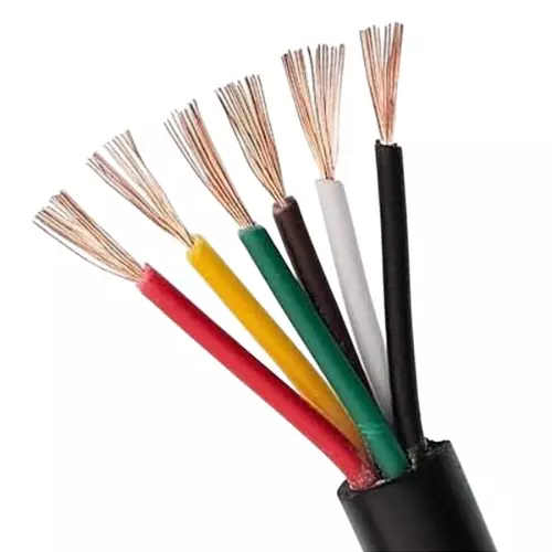 Polytex 7/36 Shielded Flexible Cable 6 Core PVC Insulated 100 m Cable Length Black Copper & Aluminium, (Pack of 10 Rolls)