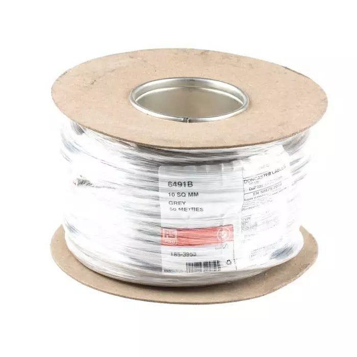 RS PRO 1853953 10 mm² 1 core Hook Up Wire Grey (50 m)