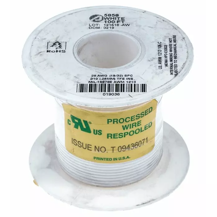 Alpha Wire Single Core Hook Up Wire 0.62 mm² Nominal Area White 30 m Length, 5856 WH005